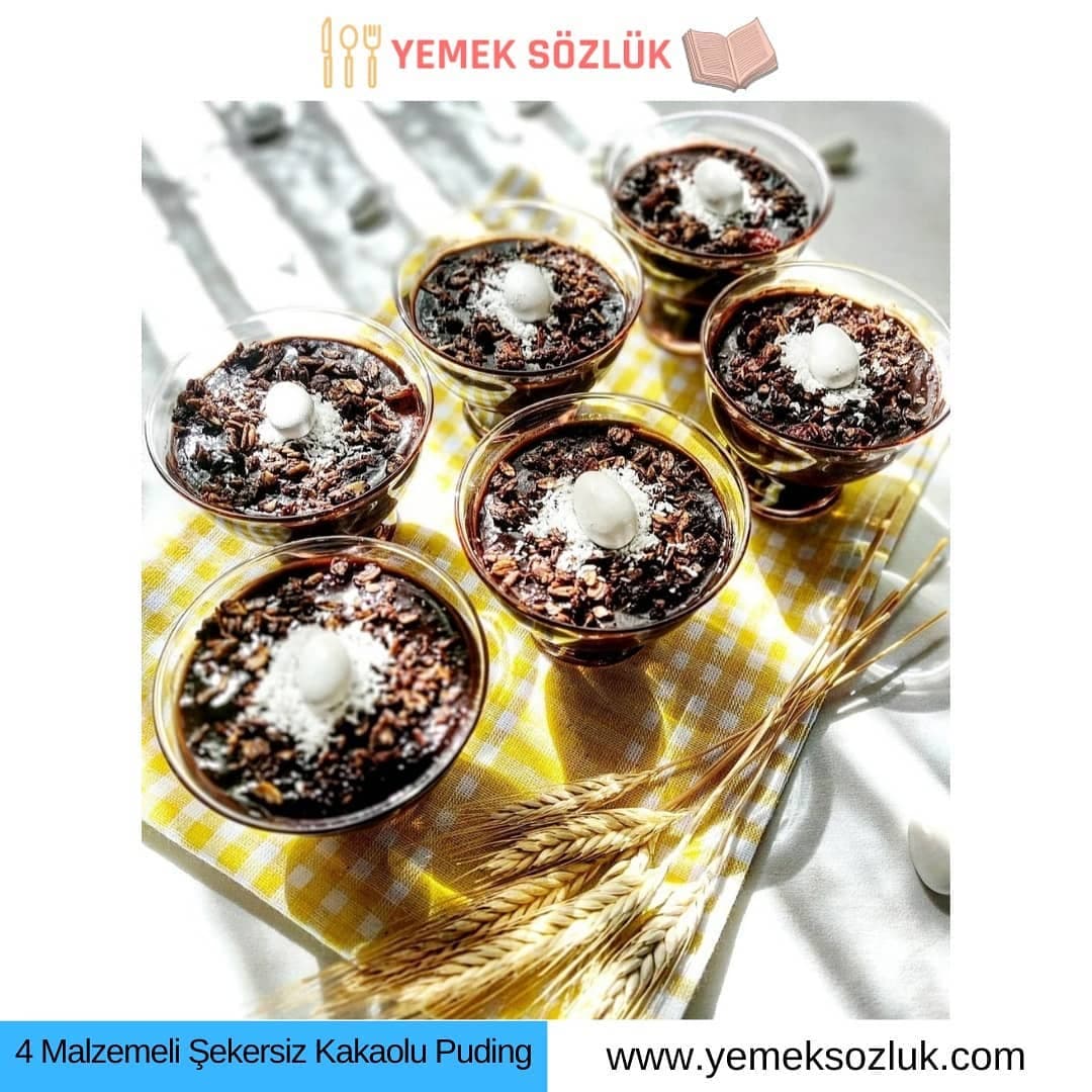 4 Malzemeli Şekersiz Kakaolu Puding